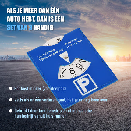 Parkeerschijf 3 Stuks Parkeerkaart Blauw van Hoogwaardig Plastic | Parkeren in de Blauwe Zone | 15 cm x 12 cm | Parkeerkaart  Kopen | Parkeerschijven | Blauwe Schijf Kopen