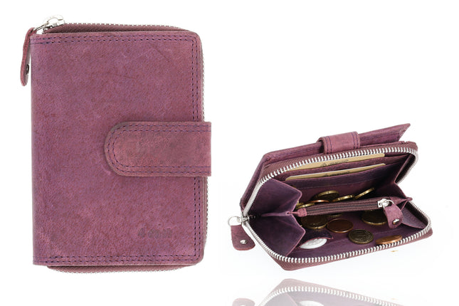 Portemonnee Heren & Dames - Paars Portemonnee met Rits - RFID Anti-Skim - Leren Portemonnee met 7 Kaarthouder, Munt- & Briefgeldvak - Perfect Kerstcadeau - 13.5x10cm