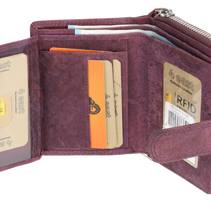 Portemonnee Heren & Dames - Paars Portemonnee met Rits - RFID Anti-Skim - Leren Portemonnee met 7 Kaarthouder, Munt- & Briefgeldvak - Perfect Kerstcadeau - 13.5x10cm