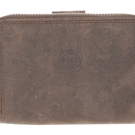 Portemonnee Heren & Dames -  Bruin Leren Portemonnee met 7 Pasjeshouder - RFID Bescherming - Portemonnee met Rits - Buffelleer - 13.5x10cm