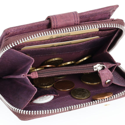 Portemonnee Heren & Dames - Paars Portemonnee met Rits - RFID Anti-Skim - Leren Portemonnee met 7 Kaarthouder, Munt- & Briefgeldvak - Perfect Kerstcadeau - 13.5x10cm
