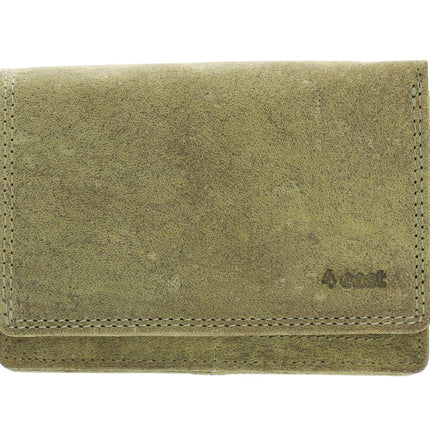 Harmonica Portemonnee-Portemonnee dames- dames portemonnee- Buffelleer -leren Dames Portemonnee-Olijf Groen - RFID Bescherming - Ruime Portemonnee met 7 Vakken