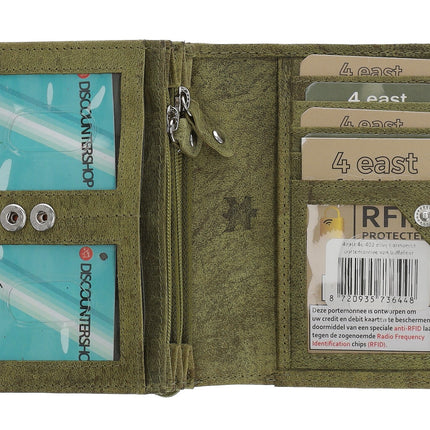 Harmonica Portemonnee-Portemonnee dames- dames portemonnee- Buffelleer -leren Dames Portemonnee-Olijf Groen - RFID Bescherming - Ruime Portemonnee met 7 Vakken