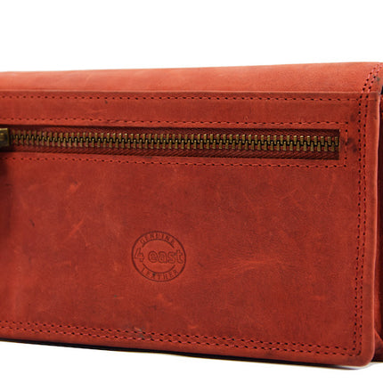 Portemonnee - 17 pasjes - Dames portemonnee - Dames portemonnee - Harmonica portemonnee buffelleer Rood - Portemonnee rood Overslagportemonnee- Harmonicaportemonnee -