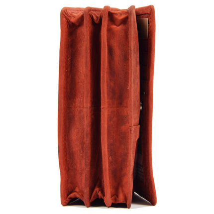 Portemonnee - 17 pasjes - Dames portemonnee - Dames portemonnee - Harmonica portemonnee buffelleer Rood - Portemonnee rood Overslagportemonnee- Harmonicaportemonnee -