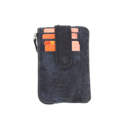  Portemonee met sleutelring & pasjehouder - dames & heren | rfid auto accessoires |navy echt leren portemonnee | 4 pasjeshouder en 2 sleutelring | 12.5x8x1cm  