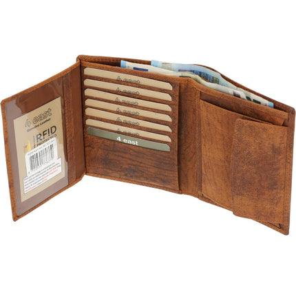 Heren Portemonnee – Leren Billfold Tan met RFID – Portemonnee voor 14 Pasjes & Contant Geld - Billfold Portemonnee 