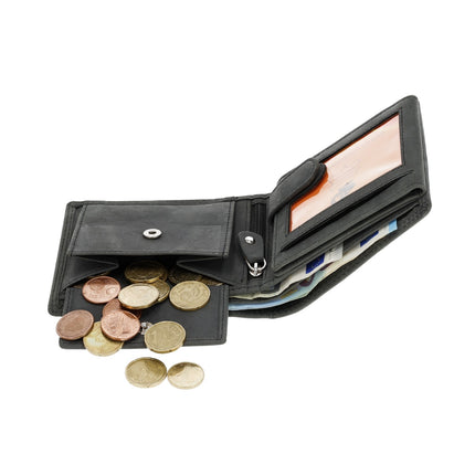 Buffelleer Portemonnee - RFID-Blocking - 7 Kaartvakken - Compact & Duurzaam - Met Ruim muntgeldvak - 9.5x11cm Zwart