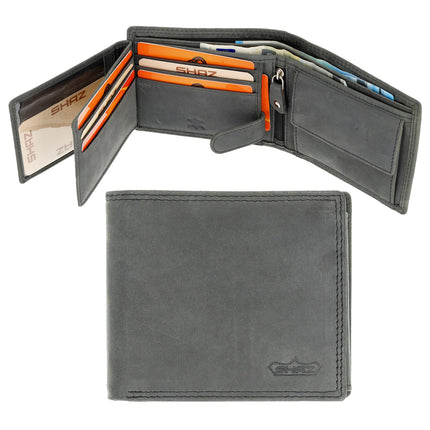 Buffelleer Portemonnee - RFID-Blocking - 7 Kaartvakken - Compact & Duurzaam - Met Ruim muntgeldvak - 9.5x11cm Zwart