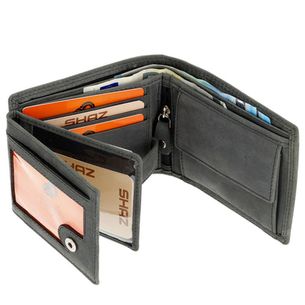 Buffelleer Portemonnee - RFID-Blocking - 7 Kaartvakken - Compact & Duurzaam - Met Ruim muntgeldvak - 9.5x11cm Zwart