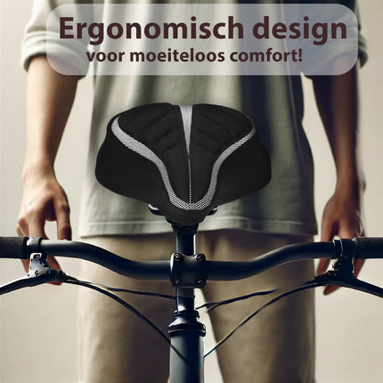 Zadelhoes Fiets 2x - Universele Gel Fietszadelhoes - Zwart Polyester - Geschikt voor Brede Zadels - 29x23x8.5cm - Fietszadel Accessoire voor Heren & Dames