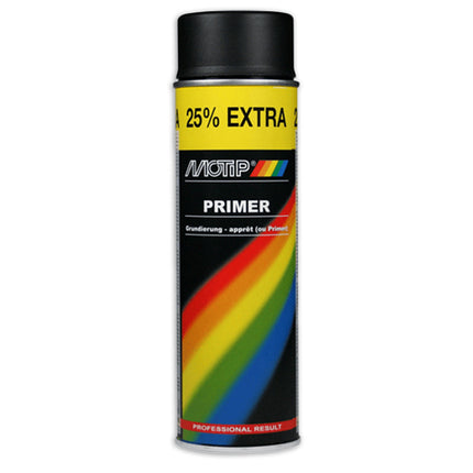 Motip verf primer - Spuitbus Primer zwart sneldrogend 500 ML voor metaal , hout, aluminium en steen - 25 % EXTRA
