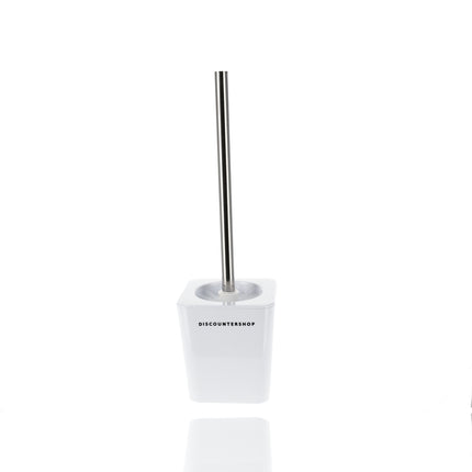 WC Borstel met Houder - Moderne Witte | Vrijstaand 38cm Hoog | Hygiënische Toiletborstel | Stijlvolle Badkamer Accessoires 