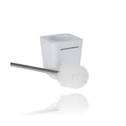 WC Borstel met Houder - Moderne Witte | Vrijstaand 38cm Hoog | Hygiënische Toiletborstel | Stijlvolle Badkamer Accessoires 