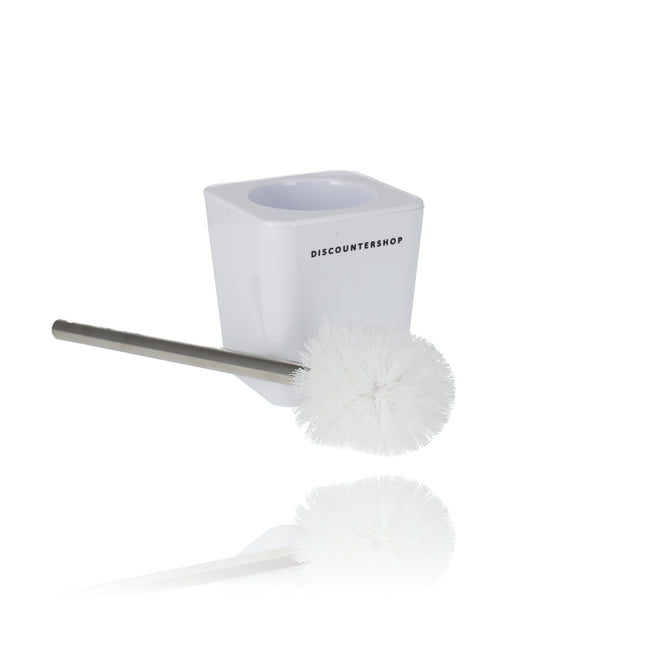 WC Borstel met Houder - Moderne Witte | Vrijstaand 38cm Hoog | Hygiënische Toiletborstel | Stijlvolle Badkamer Accessoires 