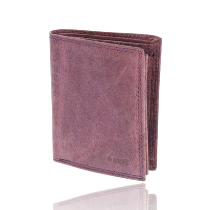 Heren Portemonnee | 8 Pasjes, Briefgeld & Muntvak | RFID Bescherming Heren Portefeuille | Paars Echt Leer | 11X9X2cm | Ideaal Cadeau voor Hem – Verjaardag!