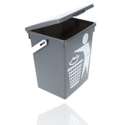 Prullenbak 4.5 Liter | mini tafel prullenbak met deksel & handvat | 14x19x23cm | kunststof aanrecht afvalbak voor kleine keuken | grijze woonaccessoires 