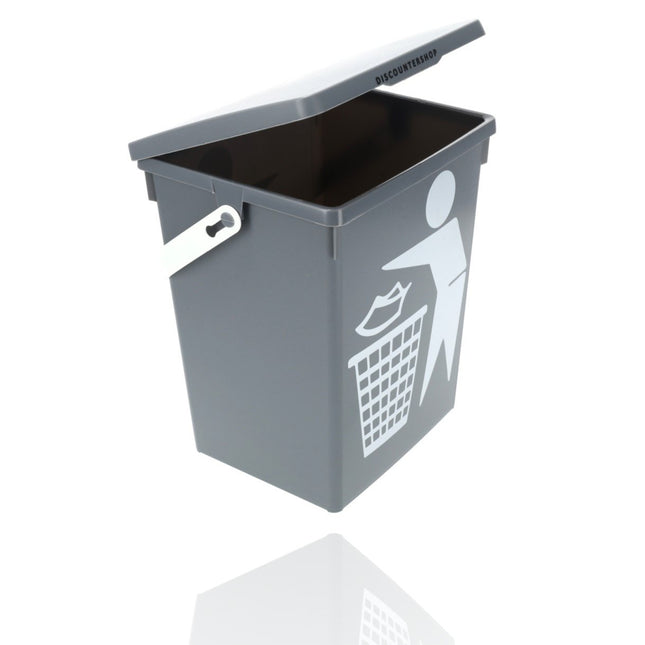 Prullenbak 4.5 Liter | mini tafel prullenbak met deksel & handvat | 14x19x23cm | kunststof aanrecht afvalbak voor kleine keuken | grijze woonaccessoires 