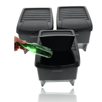 Poubelles de tri sélectif 3 pièces - 22 L (66 L au total) - Poubelles de recyclage empilables - Poubelles noires