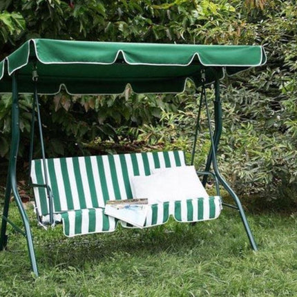 Schommelbank tuin groen tweezit met zonnescherm - Schommelbank - Groen-Wit - 140X110X153CM