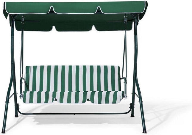 Schommelbank tuin groen tweezit met zonnescherm - Schommelbank - Groen-Wit - 140X110X153CM