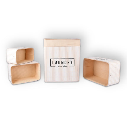 Wasmand | Set | 37Liter | Bamboe wasmand | Wit | Opbergmand | 14 cm*12 cm*24 cm | Wasbox | Ideaal voor Wassen, en Speelgoedopslag