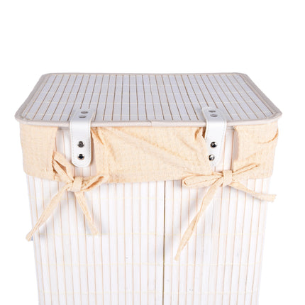 Wasmand | Set | 37Liter | Bamboe wasmand | Wit | Opbergmand | 14 cm*12 cm*24 cm | Wasbox | Ideaal voor Wassen, en Speelgoedopslag
