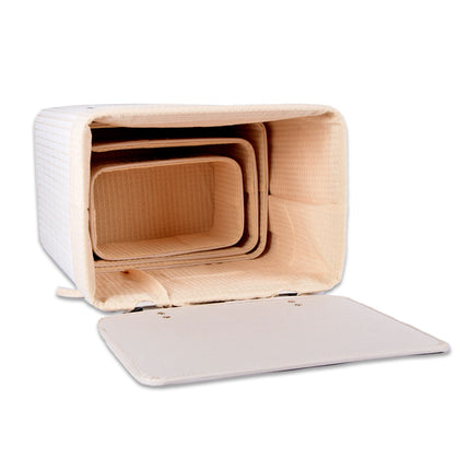 Wasmand | Set | 37Liter | Bamboe wasmand | Wit | Opbergmand | 14 cm*12 cm*24 cm | Wasbox | Ideaal voor Wassen, en Speelgoedopslag