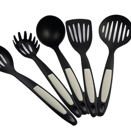 Volledige Keukengerei Assortiment - Zwarte Kunststof Keukenhulpen - Vaatwasmachinebestendig - 32 x 3 x 32 Cm - Gewicht: 1.50 Kg - 5 Stuks 