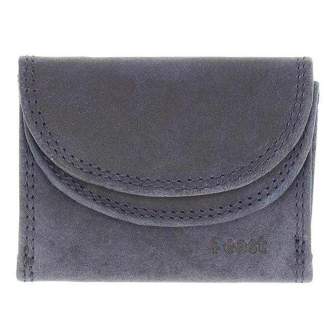  Portemonnee Met Dubbele Kleppen | Unisex Overslag Portemonnee met RFID Bescherming | Handige Portefeuille Heren & Dames | 2 Pasjeshouder, Bil & Muntvak | 9x7x2cm - Navy