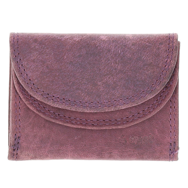 Overslag Portemonnee met Dubbele Kleppen | Dames & Heren | RFID Bescherming | Unisex Portefeuille in Paars | 2 Pasjeshouder, Bil & Muntvak | 9x7x2cm 