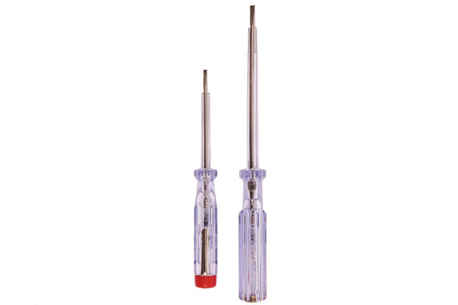 Spanningzoeker / Voltage Tester Schroevendraaier 110-250V - Set van 2 - Platkop - Klus Benodigdheden - Spanningtester