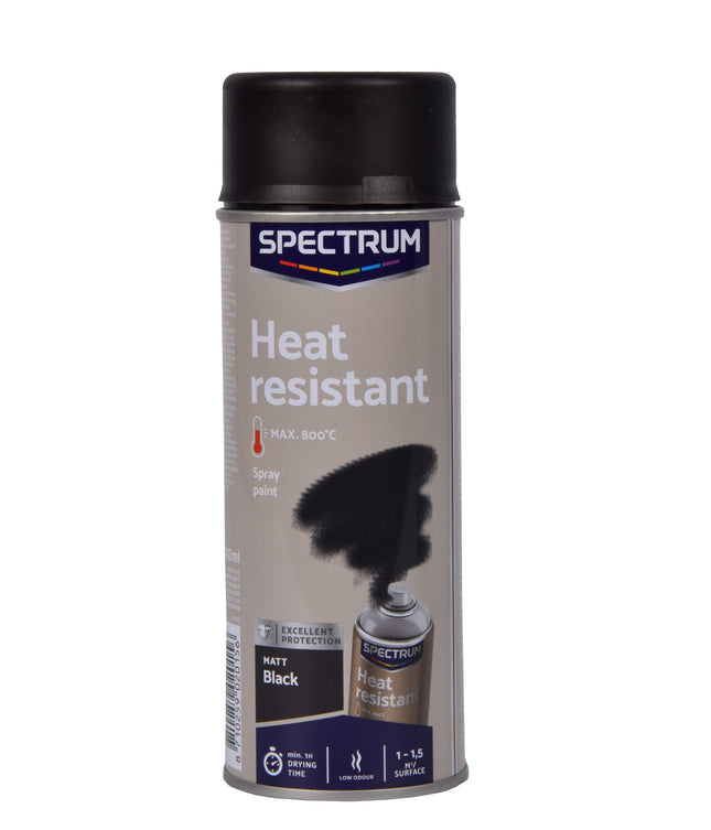 Krasvaste Spuitverf voor Binnen & Buiten | Hittebestendige Zwarte Spuitlak - 0.40 kg | Sneldrogend in 1 uur | Dekking tot 2 m²