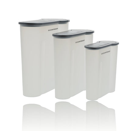 Voorraadpotten Kunststof 3-Delig - BPA Vrij - Luchtdichte Strooibussen Set - 4L, 2.4L, 1.3L - Ideaal voor Granen & Voorraadkast