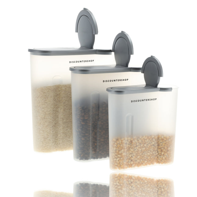 Voorraadpotten Kunststof 3-Delig - BPA Vrij - Luchtdichte Strooibussen Set - 4L, 2.4L, 1.3L - Ideaal voor Granen & Voorraadkast