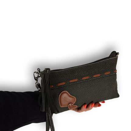 Portemonnee Dames | Leren portemonnee | Grijs & Bruin | 13cm*21cm*4cm | Echte Leer