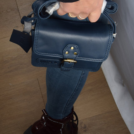 Handtasje | 12cm*17cm | Navy | Echte leer | Leren tas dames 