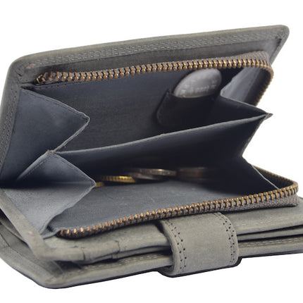 Portemonnee met veel pasjes buffelleer - Portemonnee unisex - portemonnee Grijs - Portemonnee Kwaliteit - Grijs