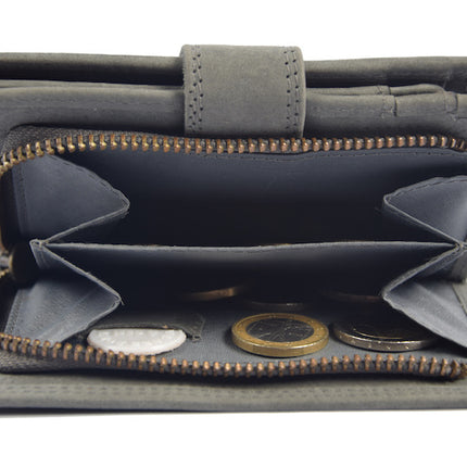 Portemonnee met veel pasjes buffelleer - Portemonnee unisex - portemonnee Grijs - Portemonnee Kwaliteit - Grijs
