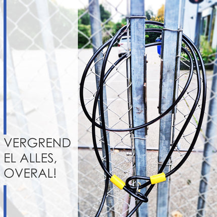 Terraskabel met Hangslot - Infokaart en 2 Sleutels - IJzeren Kabelslot voor Fietsen en Meer - Kabelslot 10 Meter 
