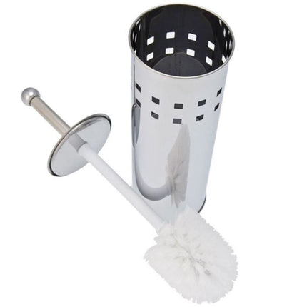 Hedendaagse Zilveren Rvs Toiletset - Inclusief Stijlvolle Houder - Afmetingen: 9,8 x 37,5 x 37 cm - Gewicht: 351 G 