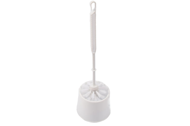 Toiletborstel - Wcborstel kunststof -Toiletborstel in houder - Toiletborstelhouder - Wc borstel - borstel - Roestvrij - WitProduct breedte 10.5x 33x 6 cm