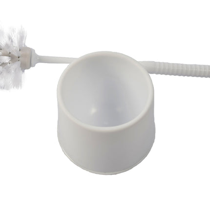 Toiletborstel - Wcborstel kunststof -Toiletborstel in houder - Toiletborstelhouder - Wc borstel - borstel - Roestvrij - WitProduct breedte 10.5x 33x 6 cm