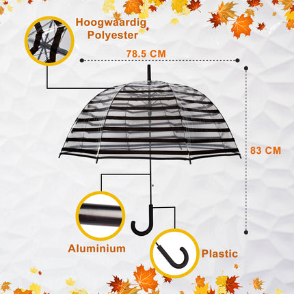 Paraplu | Transparent | Stormparaplu | Polyester | 350g | Stevige Paraplu | Opvouwbare Paraplu | Kunstsof Handvat | 86cm