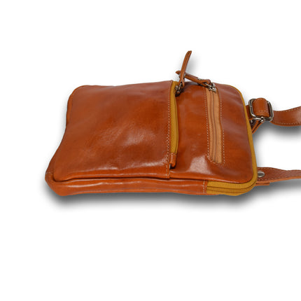 Handtasje dames | 22cm*19cm*4cm | Schoudertas | Bruin | Echte leer | Crossbody tas