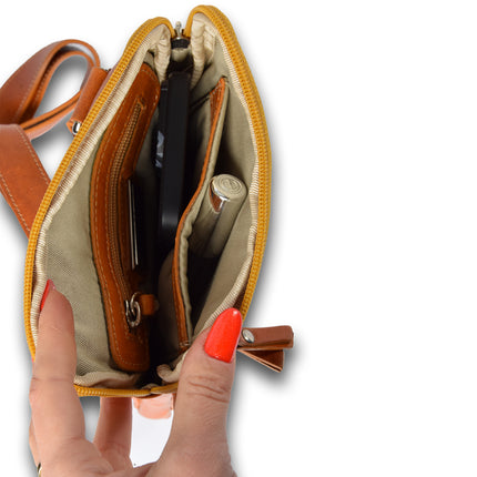Handtasje dames | 22cm*19cm*4cm | Schoudertas | Bruin | Echte leer | Crossbody tas