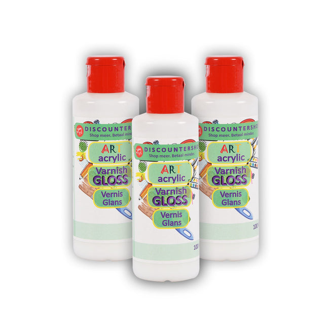 3 stuks | Varnish | 100 ml | Acrylvernis | hobbywinkel | 300 g | Glanzende vernis | transparent | 11.5cm*3.5cm