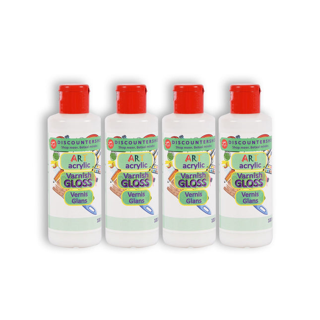 4 stuks | Varnish | 100 ml | Acrylvernis | hobbywinkel | 394g | Glanzende vernis | transparent | 11.5cm*3.5cm