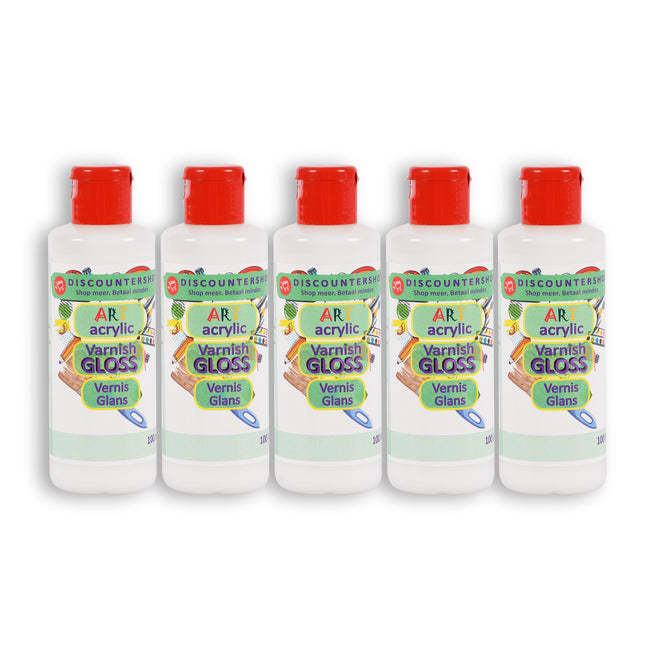 5 stuks | Varnish | 100 ml | Acrylvernis | hobbywinkel | 504 g | Glanzende vernis | transparent | 11.5cm*3.5cm
