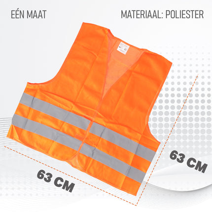 Reflecterend Veiligheidsvestje Volwassenen | Unisex Oranje, One Size (M t/m XXL), Lichtgewicht Polyester | Ideaal voor Auto, Motor, Wandelen en Hardlopen
